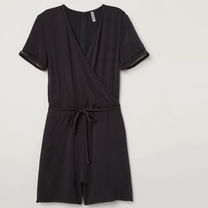NWT h&m black faux wrap short sleeve romper